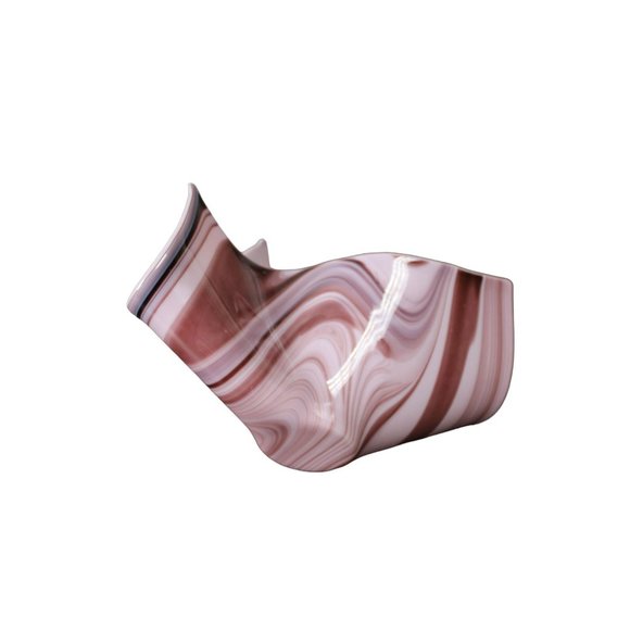 Lavender and White Slag Glass Handkerchief Bowl - Picture 6 of 7